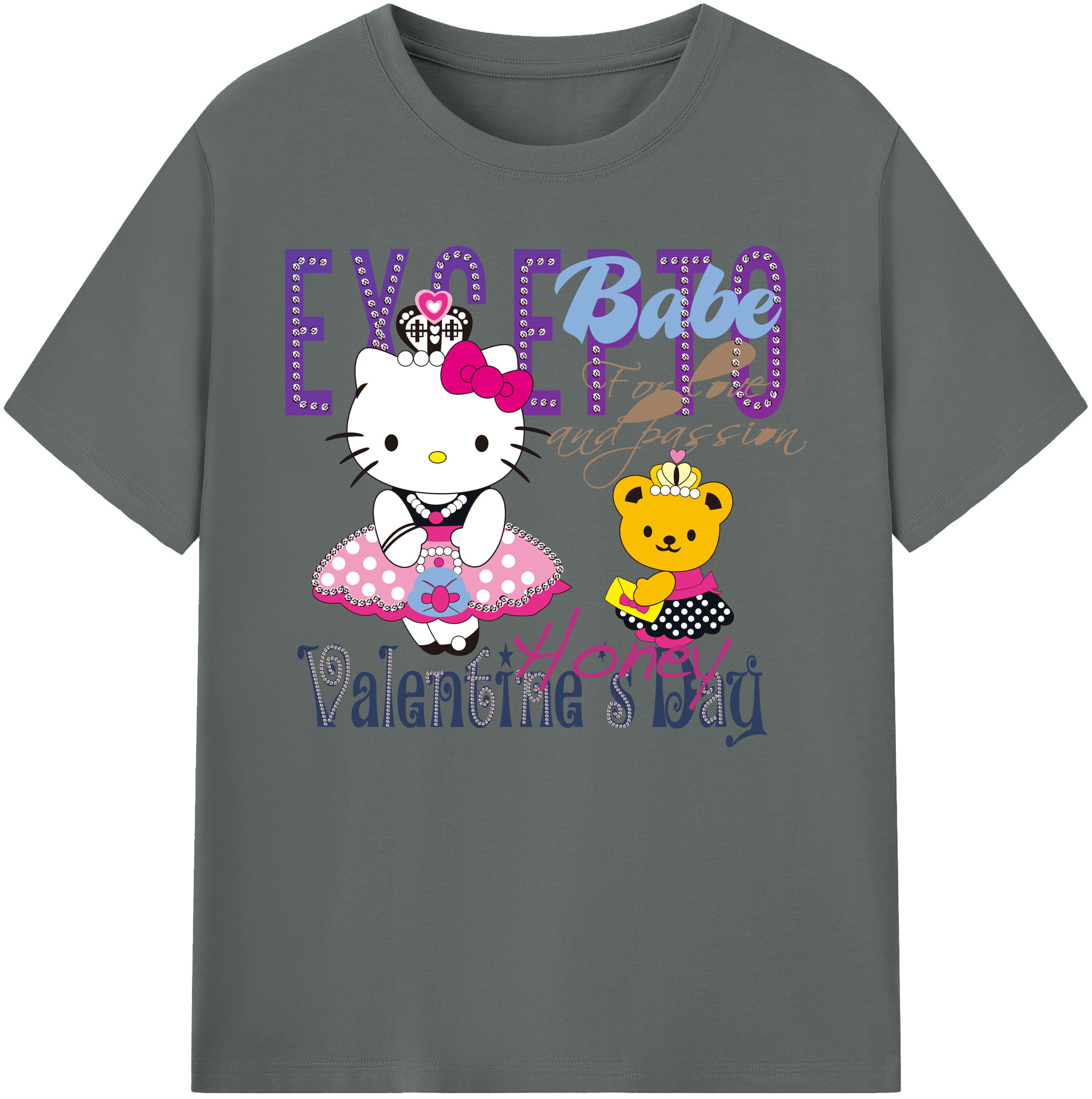 （画像用） Hello Kitty ハローキティ 綿100％ メンズ半袖Tシャツ｜肌触りやわらか＆通気性